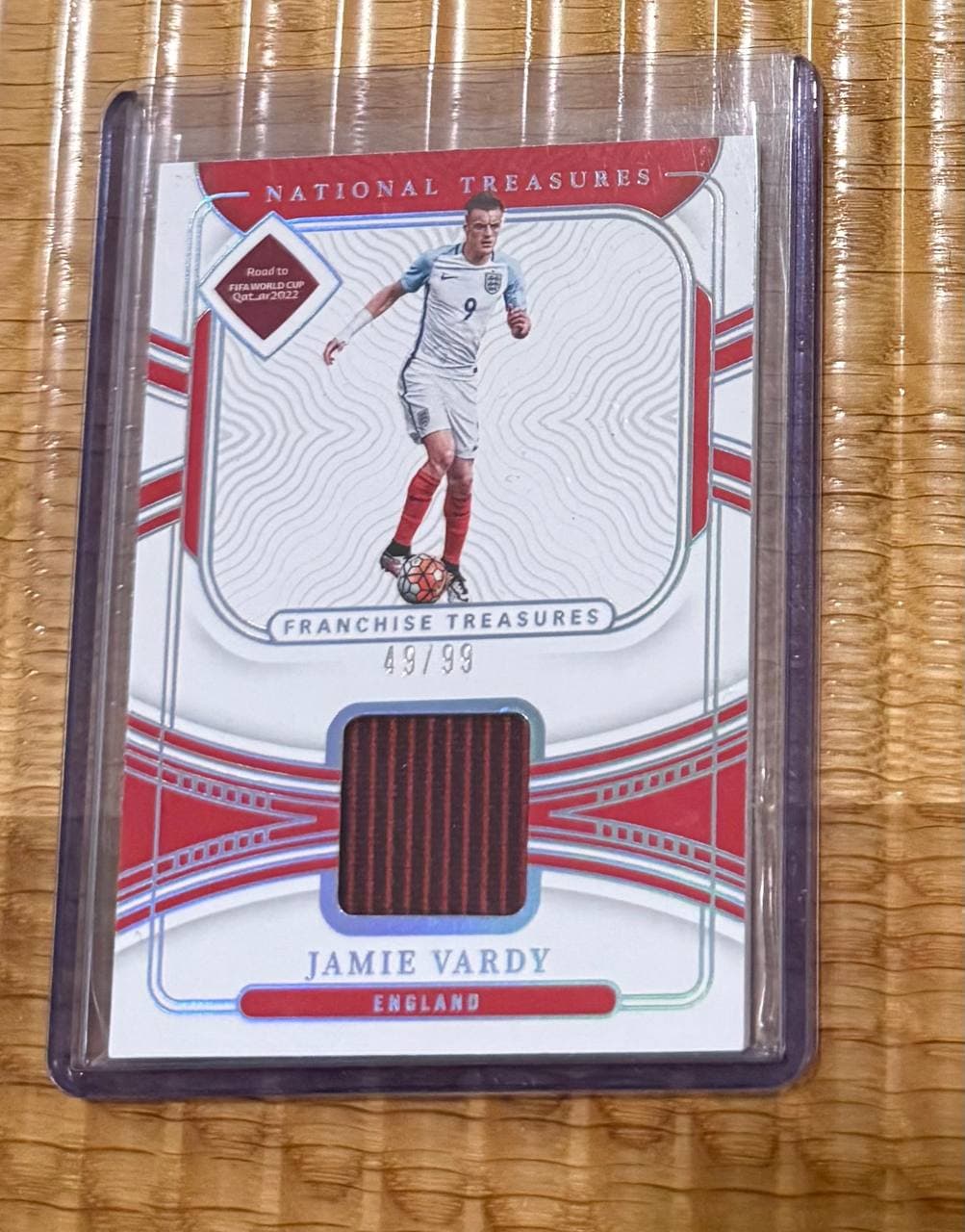 2022 Panini National Treasures Road to Qatar Franchise Treasures Jamie Vardy Jersey /99